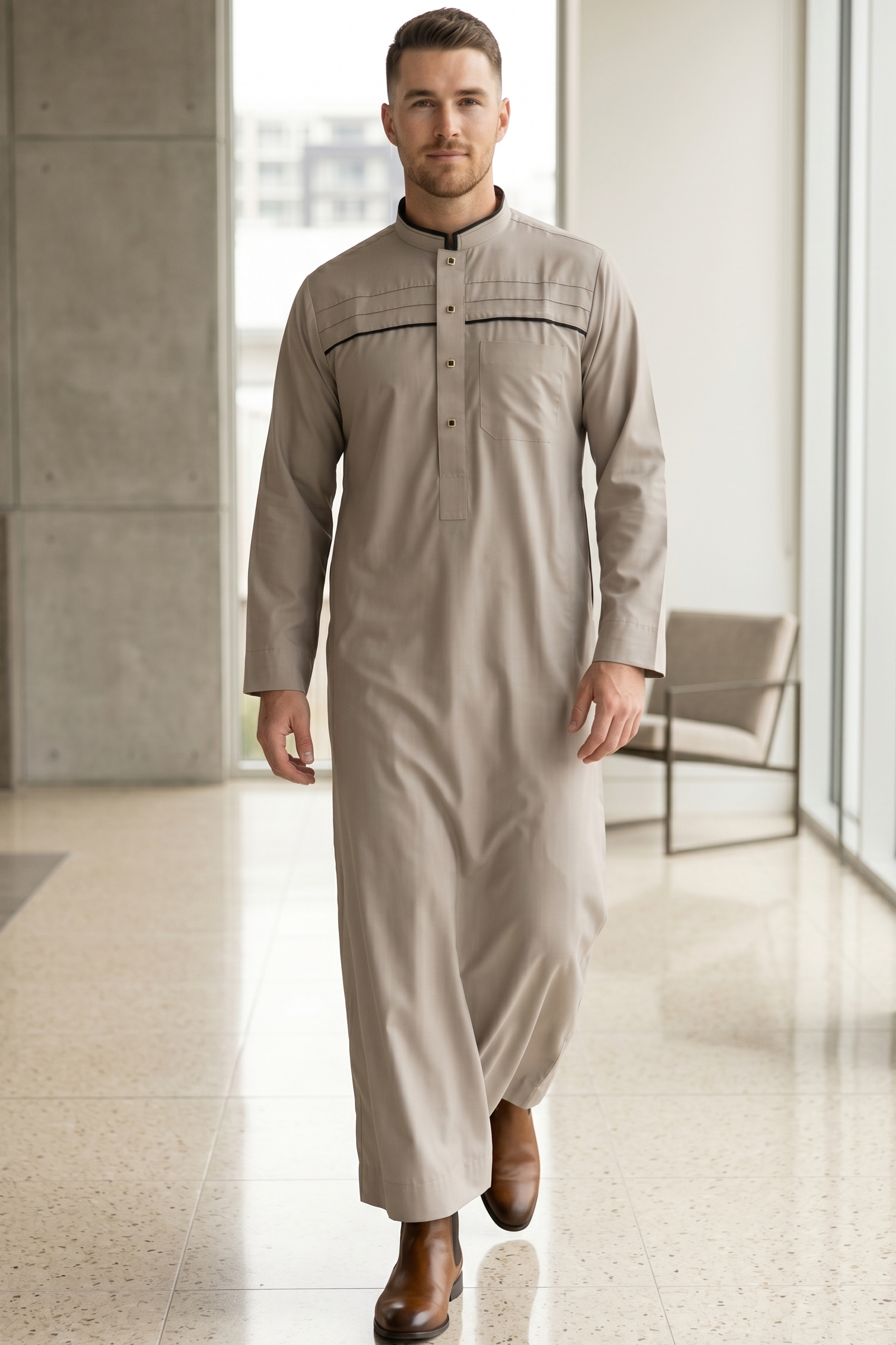 Plain Thobe - Warm Grey