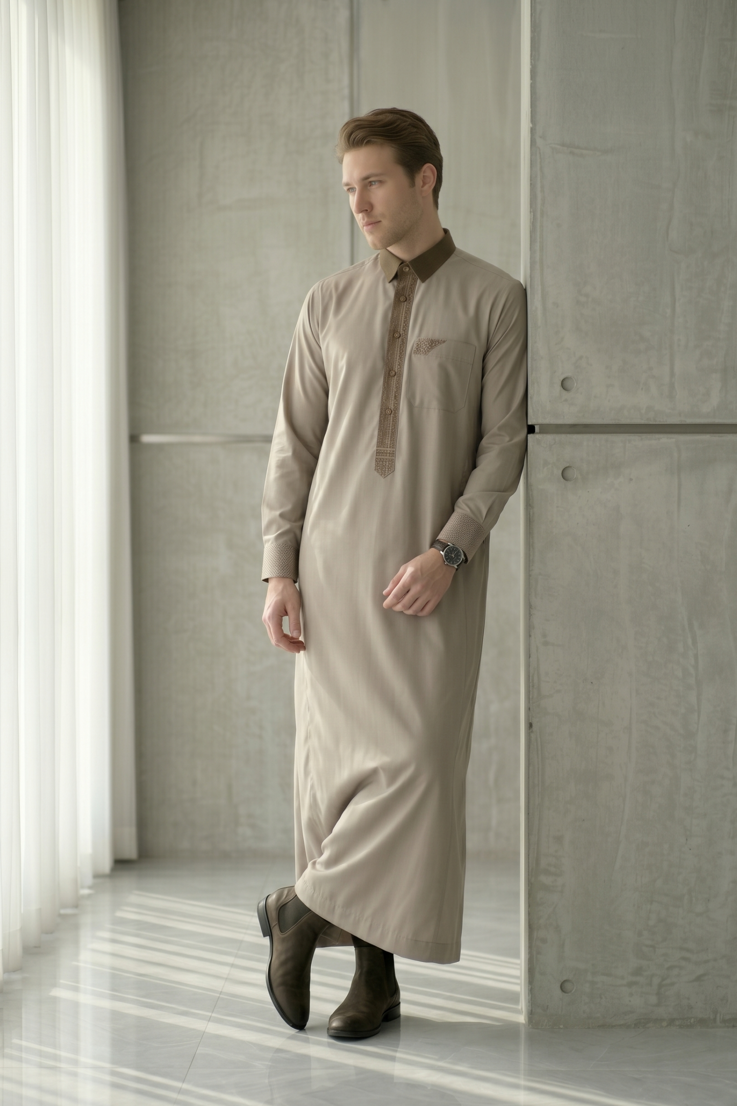 Collar Thobe - Dusty Grey