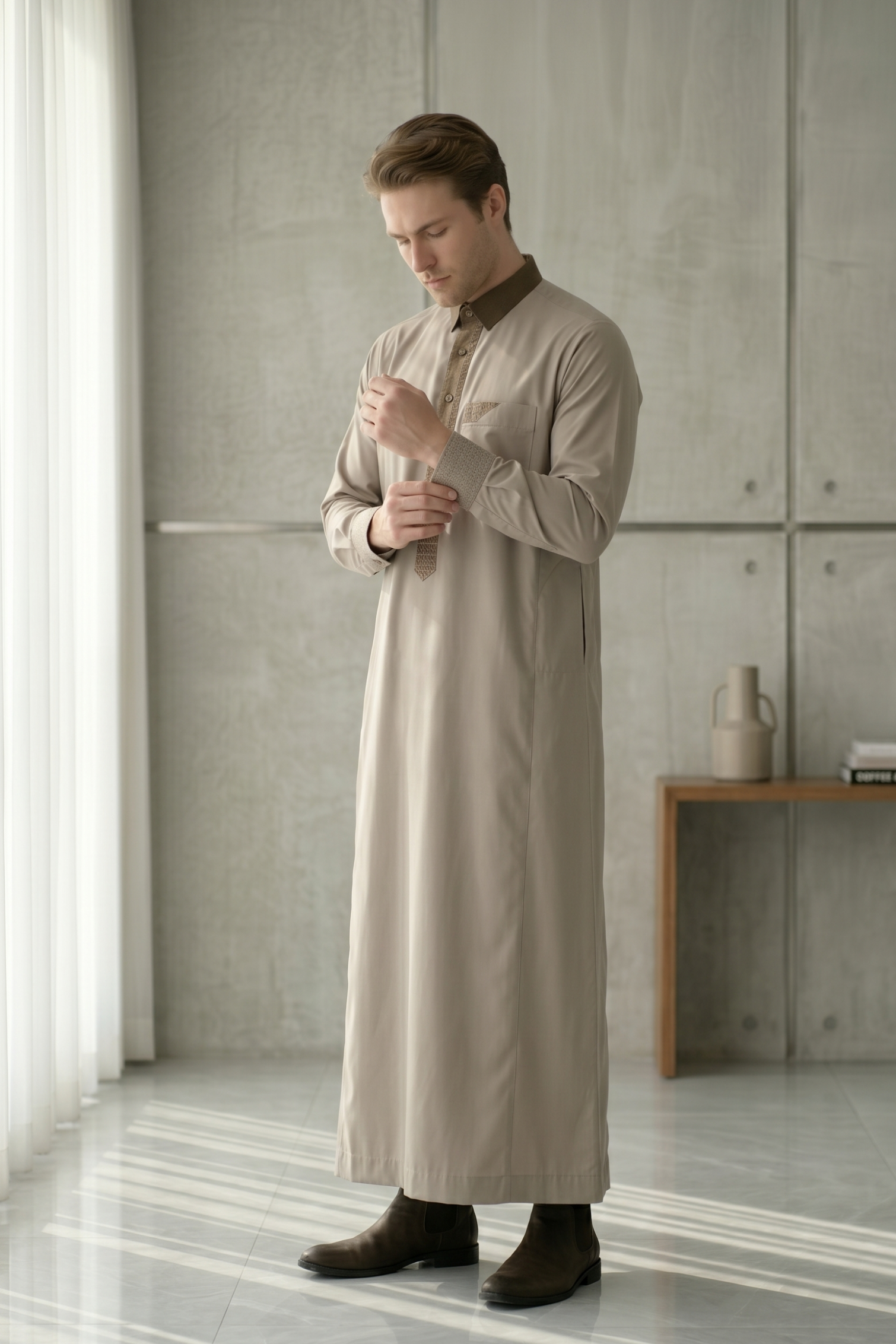 Collar Thobe - Dusty Grey