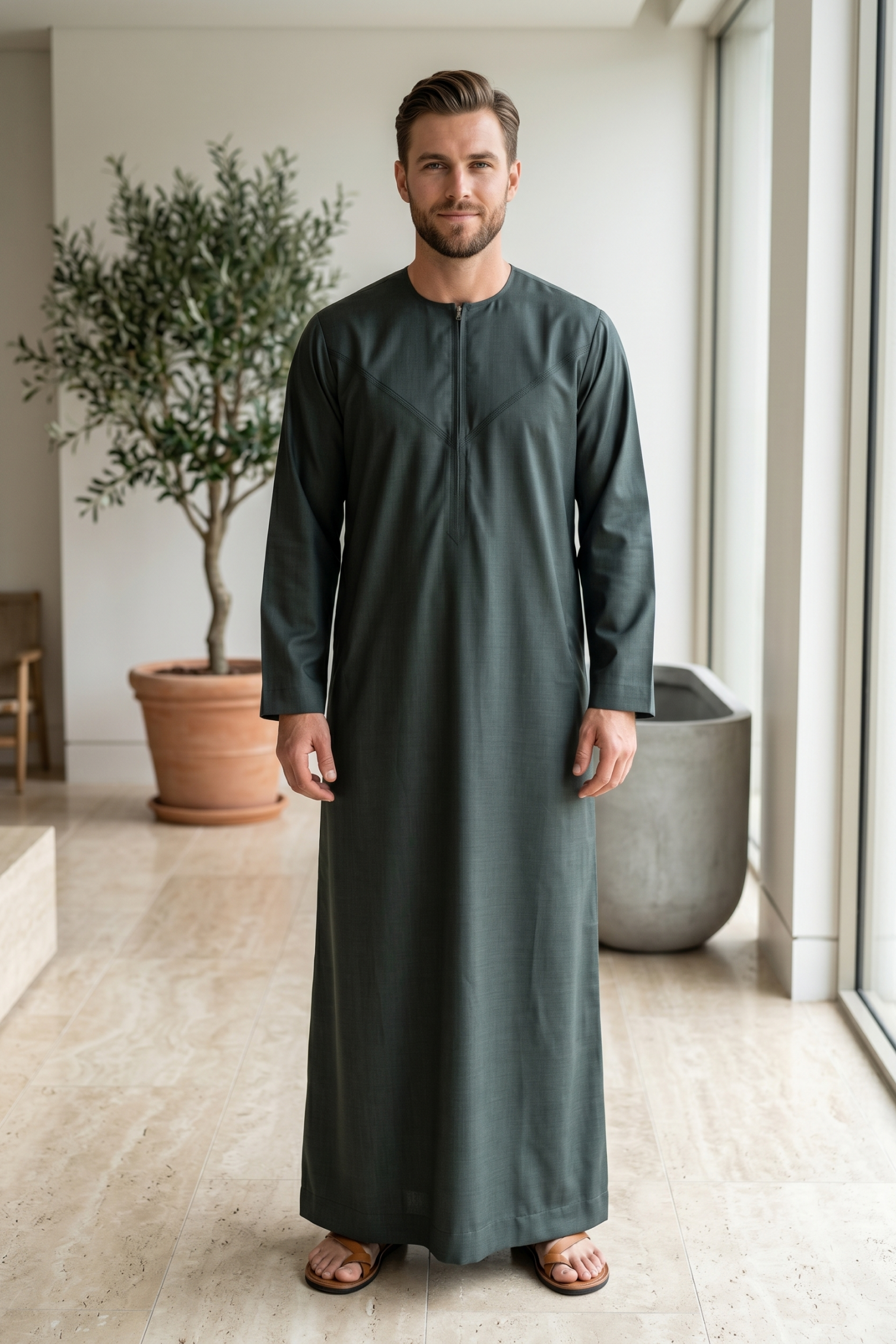 Emirati Thobe - Charcoal Grey
