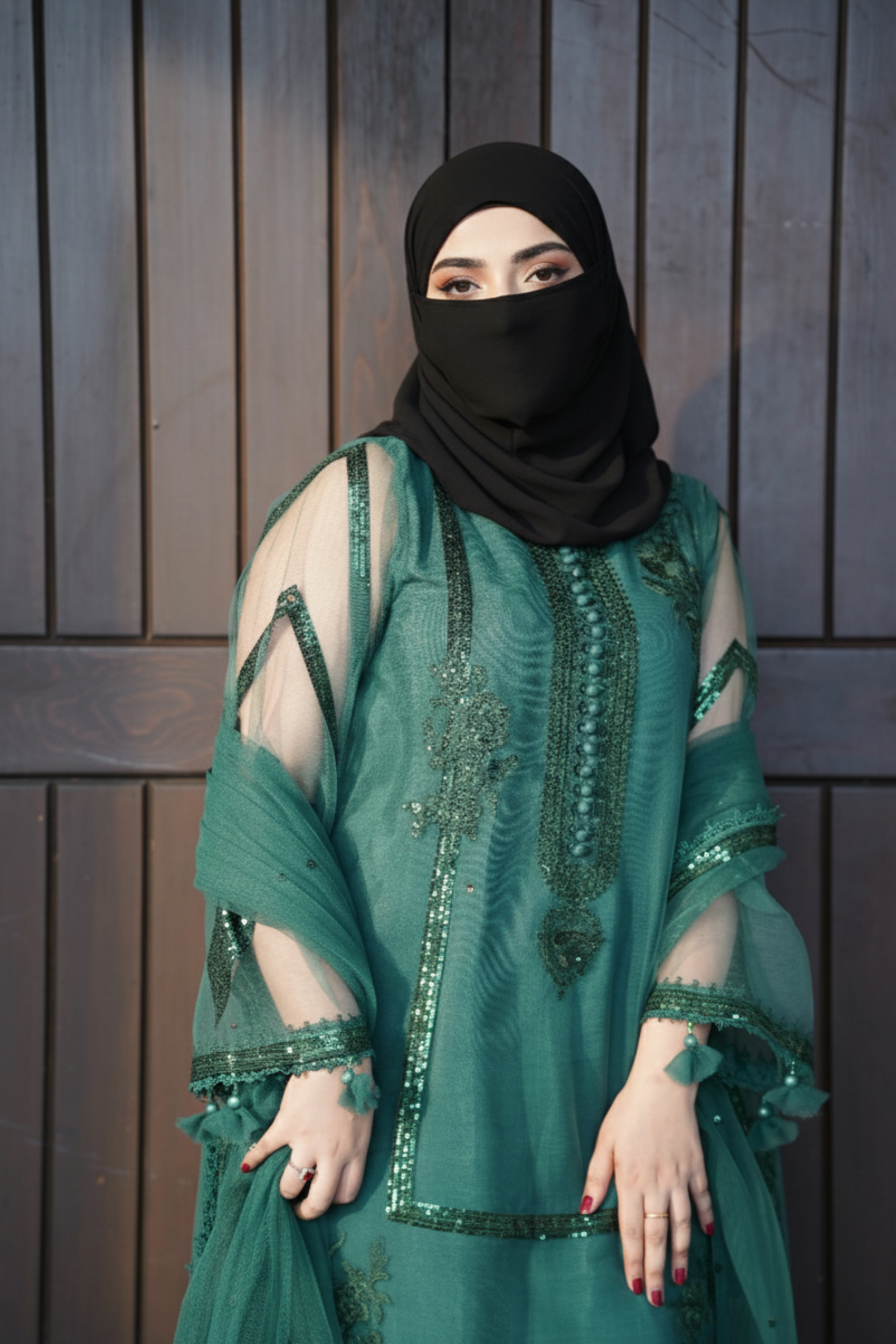 DEEP TEAL 3 PCS - Embroidered