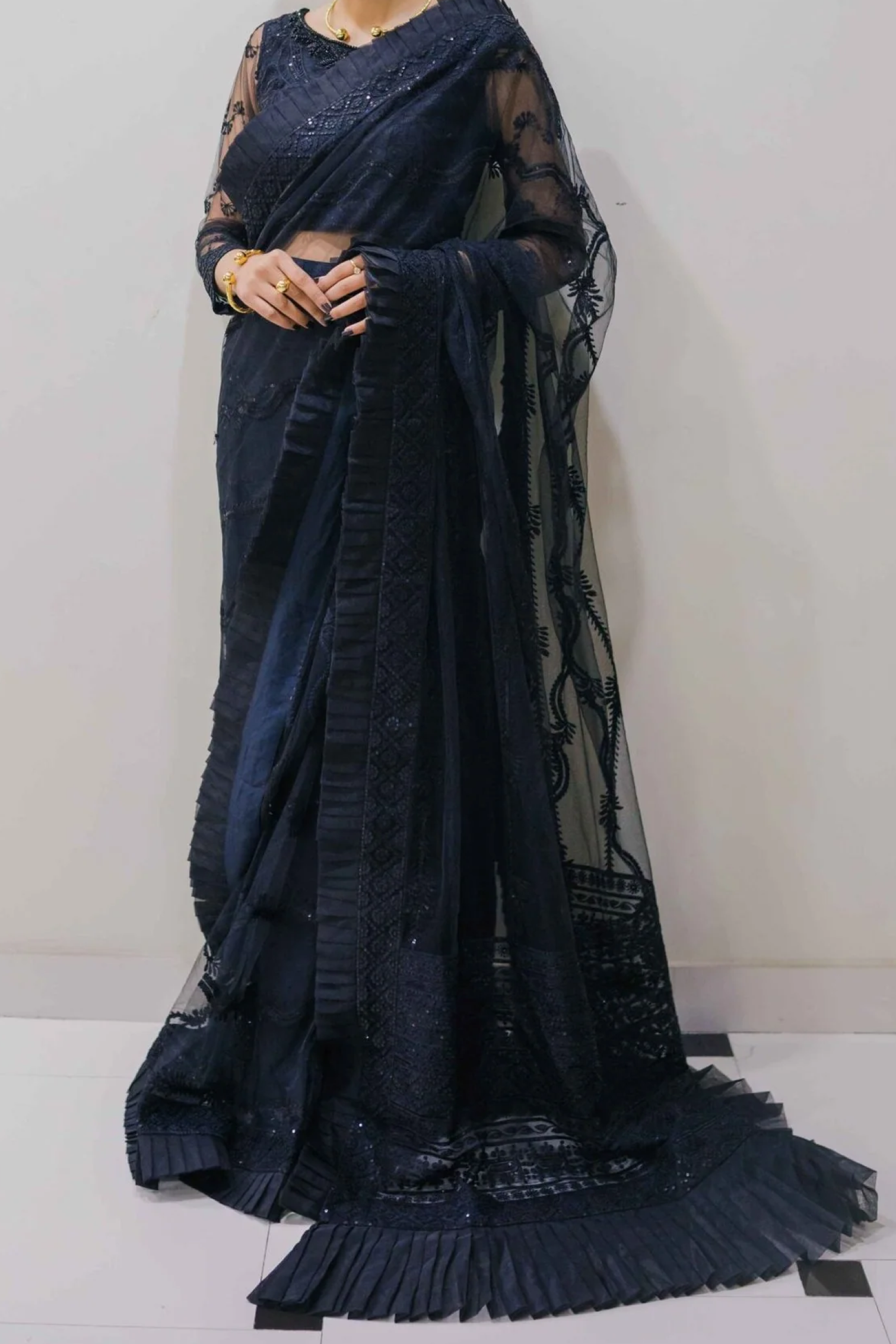 NOIR - 3 PCS (-EMBROIDER-HAND EMBELLISHED SUIT)