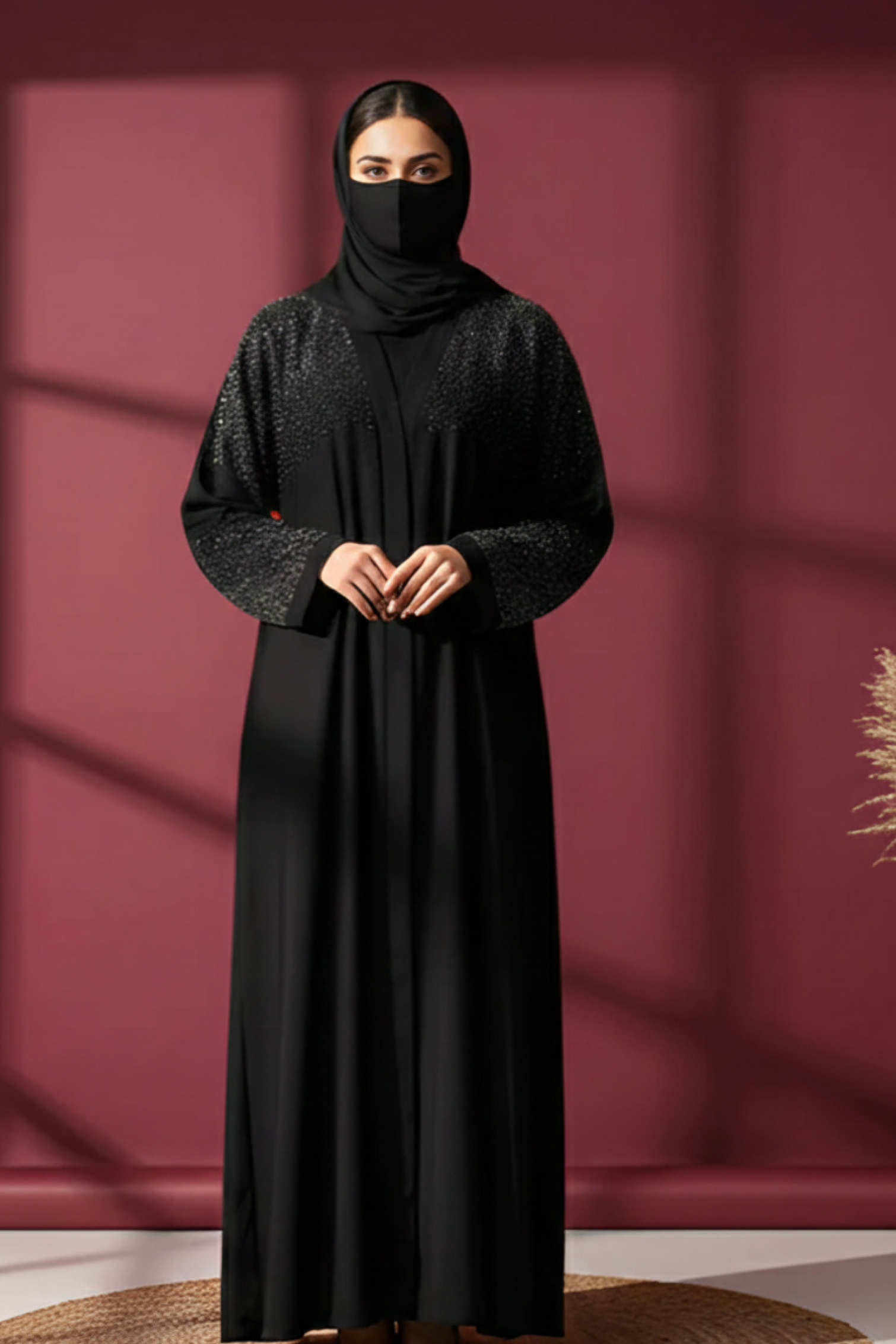 Starlit Black Abaya