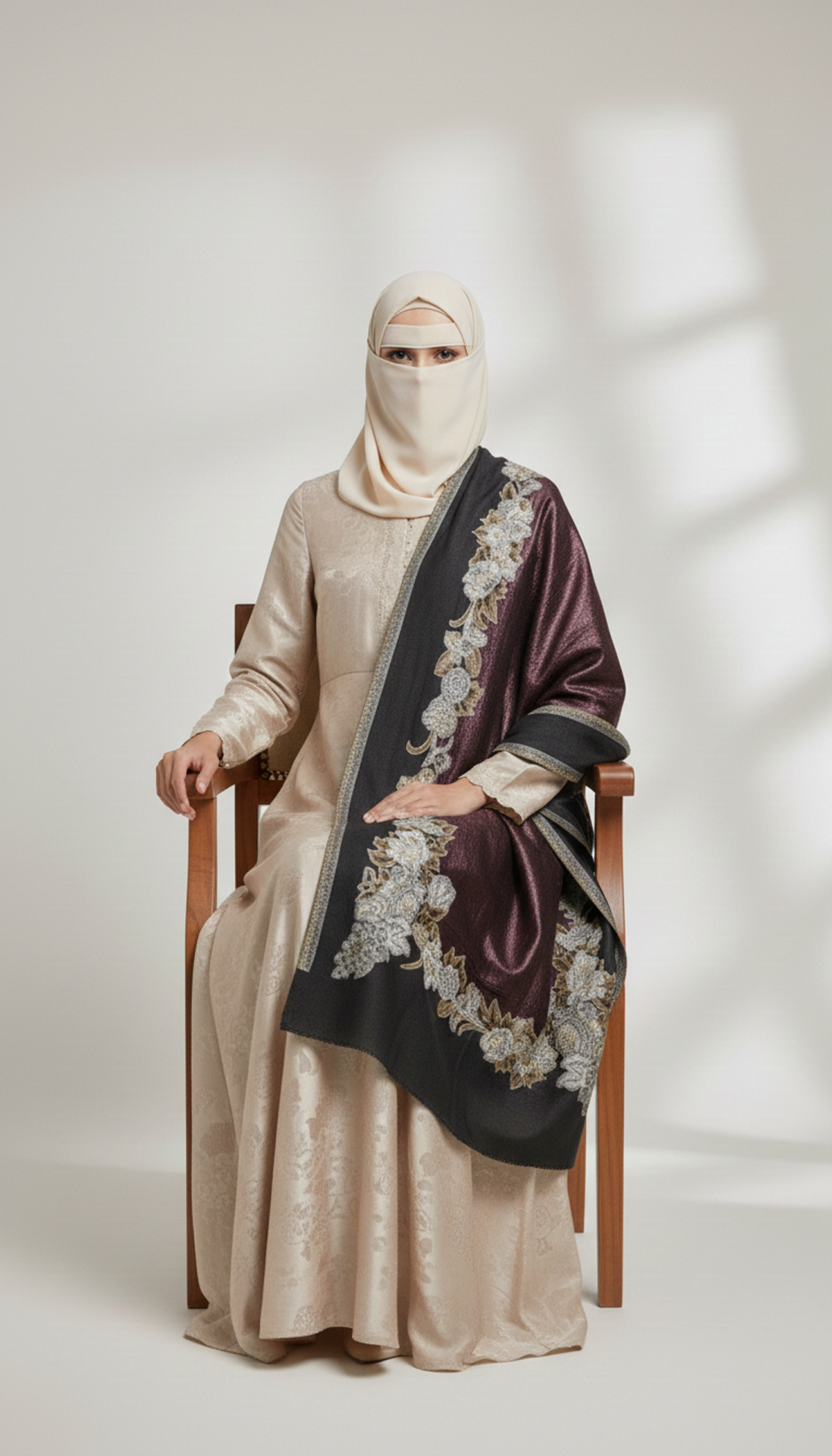M.L Gulab Border Stole
